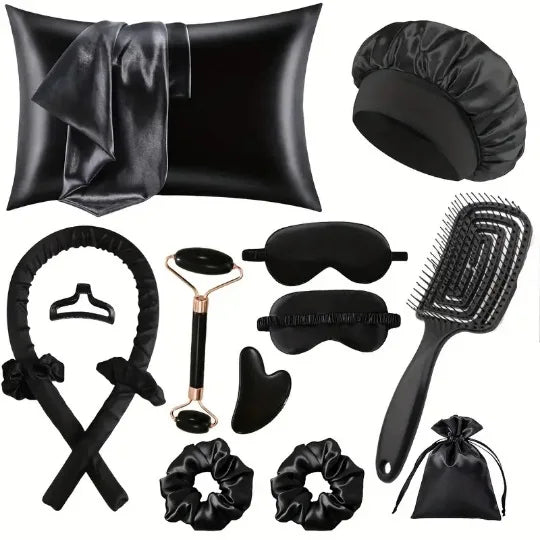 Overnight Heatless Curling Set – Satin Hair Styling Kit with Sleep Cap & Accessories